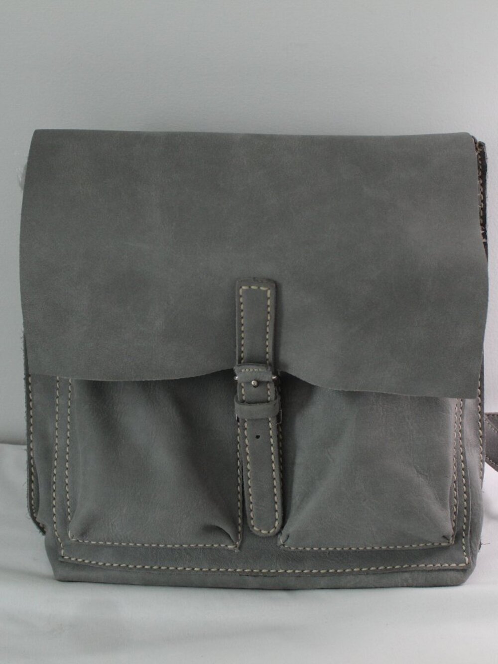NWOT ROOTS Gray Suede Leather Backpack Sling Flap Bag